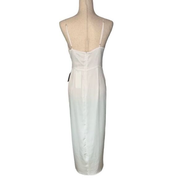 Shona Joy White Satin Lux Tie Front Cocktail Midi Dress - Picture 10 of 12
